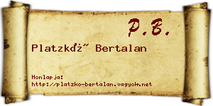 Platzkó Bertalan névjegykártya